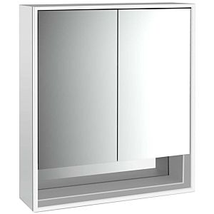 Armoire à miroir éclairée en saillie Emco Loft 979805204 600x733mm, avec compartiment inférieur, LED, 2 portes, aluminium/miroir