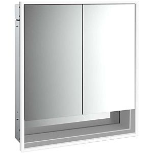 Emco Loft flush-mounted illuminated mirror cabinet 979805205 600x733mm, with lower compartment, LED, 2 doors, aluminium/mirror