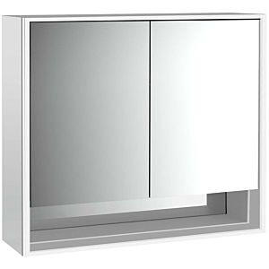 Emco Loft armoire à miroir éclairée en saillie 979805206 800x733mm, avec compartiment inférieur, LED, 2 portes, aluminium/miroir