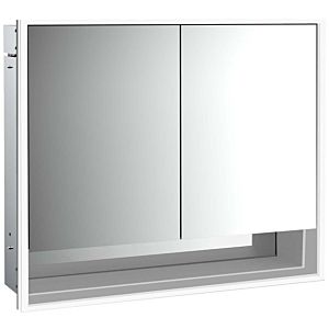 Emco Loft flush-mounted illuminated mirror cabinet 979805207 800x733mm, with lower compartment, LED, 2 doors, aluminium/mirror