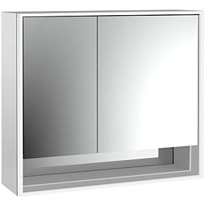 Armoire à miroir éclairée en saillie Emco Loft 979805208 800x733mm, compartiment inférieur, LED, 2 portes, porte large à droite, aluminium/miroir