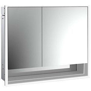 Emco Loft armoire à miroir éclairée à encastrer 979805209 800x733mm, compartiment inférieur, LED, 2 portes, porte large à droite, aluminium/miroir