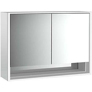 Armoire à miroir éclairée en saillie Emco Loft 979805212 1000x733mm, avec compartiment inférieur, LED, 2 portes, aluminium/miroir