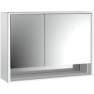 Armoire à miroir éclairée en saillie Emco Loft 979805214 1000x733mm, compartiment inférieur LED, porte large 2 portes à droite, aluminium/miroir