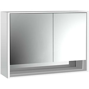 Armoire à miroir éclairée en saillie Emco Loft 979805216 1000x733mm, compartiment inférieur, LED 2 portes porte large à gauche, aluminium/miroir