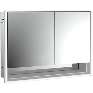 Armoire à miroir éclairée à encastrer Emco Loft 979805217 1000x733mm, compartiment inférieur, LED 2 portes porte large à gauche, aluminium/miroir