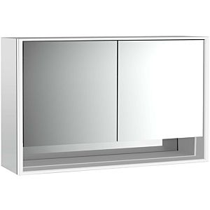 Armoire à miroir éclairée en saillie Emco Loft 979805220 1300x733mm, avec compartiment inférieur, LED, 2 portes, aluminium/miroir