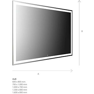 Emco LED light mirror 108130008000400 1300 x 800 mm, with all-round light cutout