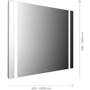 Emco Mi 500 LED light mirror 110060006060100 600 x 606 mm, with 2 continuous light cutouts on the left and right