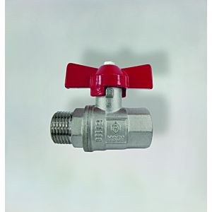 Fukana ball valve with butterfly handle 53211 red, AG x IG 1/2&quot;, DIN 50930-6, brass