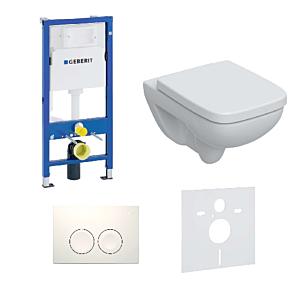 Geberit Duofix Basic WC Komplettset mit Geberit Renova Plan WC und WC-Sitz, mit Delta 25 Betätigungsplatte
