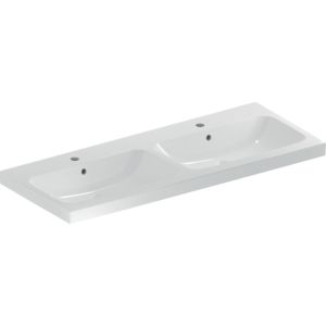 Geberit iCon light double vasque 501838004 120x48cm, sans trou pour robinet, avec trop-plein, blanc KeraTect