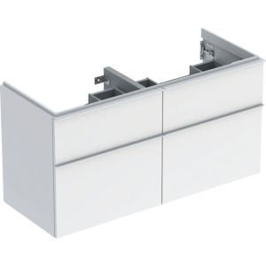 iCon Geberit vasque double 502309011 118,4x61,5x47,6cm, 4 tiroirs, blanc / laqué brillant