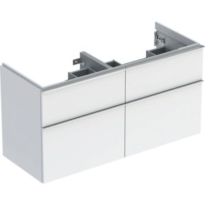 Geberit iCon double vanity unit 502309012 118.4x61.5x47.6cm, 4 drawers, white / lacquered high-gloss / handle chrome-plated