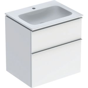 Geberit iCon furniture vanity set 502331012 60x63x48cm, white / KeraTect, white high-gloss, handle chrome-plated