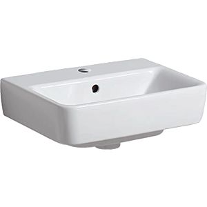 Geberit Renova Plan lave-mains 501624008 45x34cm, trou pour robinet central, avec trop-plein, blanc KeraTect