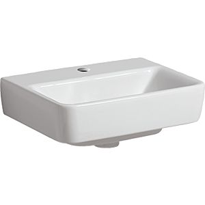 Geberit Renova Plan lave-mains 501625008 45x34cm, trou pour robinetterie central, sans trop-plein, blanc KeraTect