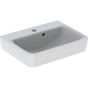 Geberit Renova Plan lave-mains 501628008 50x38cm, trou pour robinetterie central, avec trop-plein asymétrique, blanc KeraTect