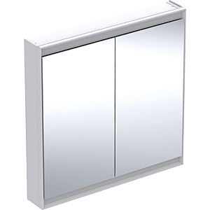Geberit One Spiegelschrank 505813002 90 x 90 x 15cm, weiß/Aluminium pulverbeschichtet, mit ComfortLight, 2 Türen