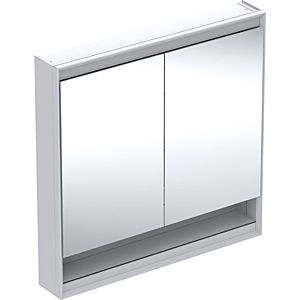 Geberit One Spiegelschrank 505833002 90 x 90 x 15cm, weiß/Aluminium pulverbeschichtet, mit Nische und ComfortLight, 2 Türen