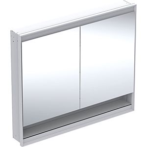 Geberit One Spiegelschrank 505824002 105 x 90 x 15 cm, weiß/Aluminium pulverbeschichtet, mit Nische und ComfortLight, 2 Türen