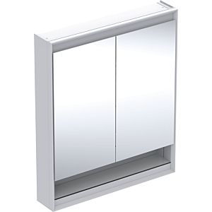Geberit One Spiegelschrank 505832002 75 x 90 x 15 cm, weiß/Aluminium pulverbeschichtet, mit Nische und ComfortLight, 2 Türen