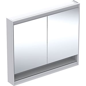 Geberit One Spiegelschrank 505834002 105 x 90 x 15 cm, weiß/Aluminium pulverbeschichtet, mit Nische und ComfortLight, 2 Türen