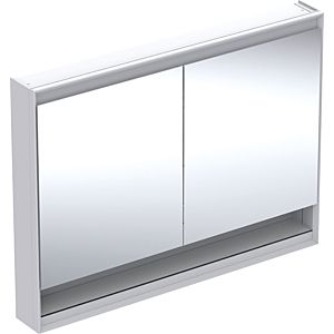 Geberit One mirror cabinet 505835002 120 x 90 x 15 cm, white/aluminium powder-coated, with niche and ComfortLight, 801 doors
