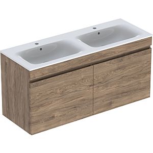 Geberit Renova Plan double washbasin set 501918JR1 130x62.2x48cm, corpus walnut coated, washbasin white