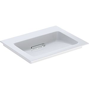 Geberit One lavabo pour meuble 505001001 60 cm, sans trou pour robinet ni trop-plein, blanc KeraTect/couvercle blanc