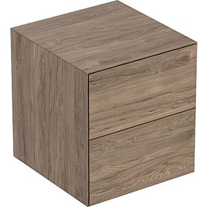 Geberit One Seitenschrank 505077006 45x49,2x47cm, 2 Schubladen, Nussbaum hickory/Melamin Holzstruktur