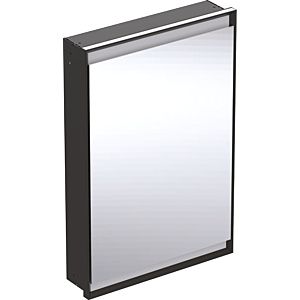 Geberit One flush-mounted mirror cabinet 505800007 60x90x15cm, with ComfortLight, 1 door, hinged left, matt black/powder-coated aluminum