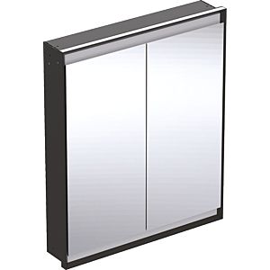 Geberit One flush-mounted mirror cabinet 505802007 75 x 90 x 15 cm, matt black/powder-coated aluminum, with ComfortLight, 2 doors