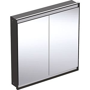 Geberit One flush-mounted mirror cabinet 505803007 90 x 90 x 15 cm, matt black/powder-coated aluminum, with ComfortLight, 2 doors