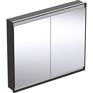 Geberit One flush-mounted mirror cabinet 505804007 105 x 90 x 15 cm, matt black/powder-coated aluminum, with ComfortLight, 2 doors