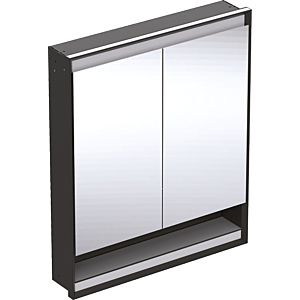Geberit One flush-mounted mirror cabinet 505822007 75 x 90 x 15 cm, matt black/powder-coated aluminum, with niche and ComfortLight, 2 doors