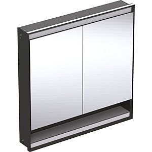 Geberit One Unterputz Spiegelschrank 505823007 90 x 90 x 15cm, schwarz matt/Aluminium pulverbeschichtet, mit Nische und ComfortLight, 2 Türen