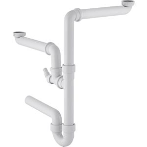 Geberit 152886111 11/2 &quot;x 40mm, with Kitchen sinks , horizontal outlet, for 2 Kitchen sinks , white