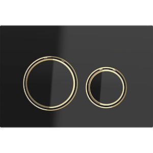 Geberit Sigma 21 flush plate 115652SJ1 Black plate / button, brass ring, for 2-Megen flushing