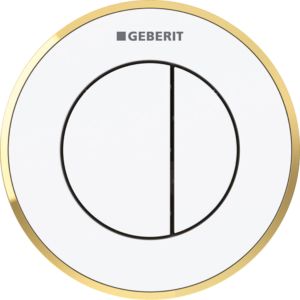 Geberit WC control Typ 01 116055KK1 pneumatique, double chasse, plastique, blanc / plaqué or