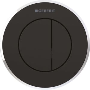 Geberit WC control Typ 01 116055KM1 pneumatic, dual flush, plastic, black / high-gloss chrome-plated