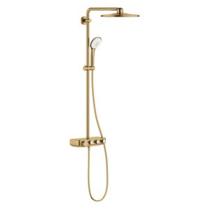 Grohe shower system 26507GN0 brushed cool sunrise, with surface-mounted thermostat, shower arm 45cm swiveling