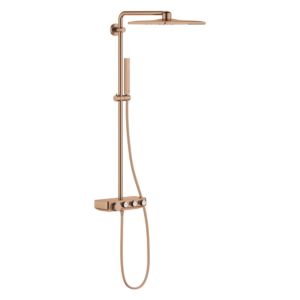 Grohe shower system 26508DL0 warm sunset brushed, with surface-mounted thermostat, shower arm 45cm swiveling