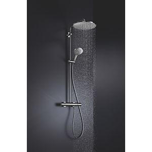 Grohe Rainshower shower system 26647000 chrome, with surface-mounted thermostat, shower arm 45cm swiveling
