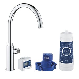Grohe Blue Pure single-lever sink mixer 30387000 chrome, starter kit, C-spout