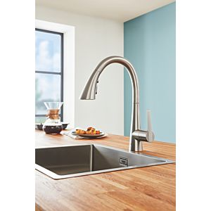 Grohe Zedra kitchen faucet 32294DC2 supersteel, pull-out shower