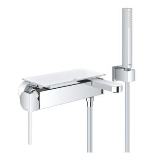 Grohe Plus bath fitting 33547003 chrome, with shower set, laminar jet regulator, wall mounting