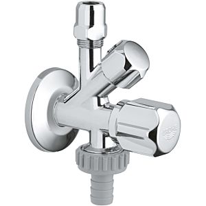 Grohe WAS combination angle valve 22033000 3/8&quot; x 3/8&quot; x 3/4&quot;, chrome, wall rosette, not self-adhesive