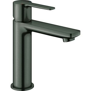 Grohe Lineare single-lever basin mixer 23106AL1 brushed hard graphite, S-size, smooth body, push-open waste set
