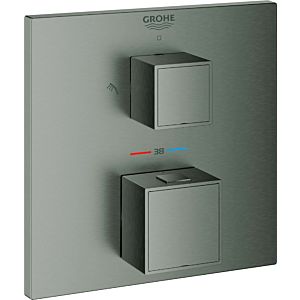 Grohe Grohtherm Cube trim set 24154AL0 brushed hard graphite, concealed shower thermostat with 2-way diverter